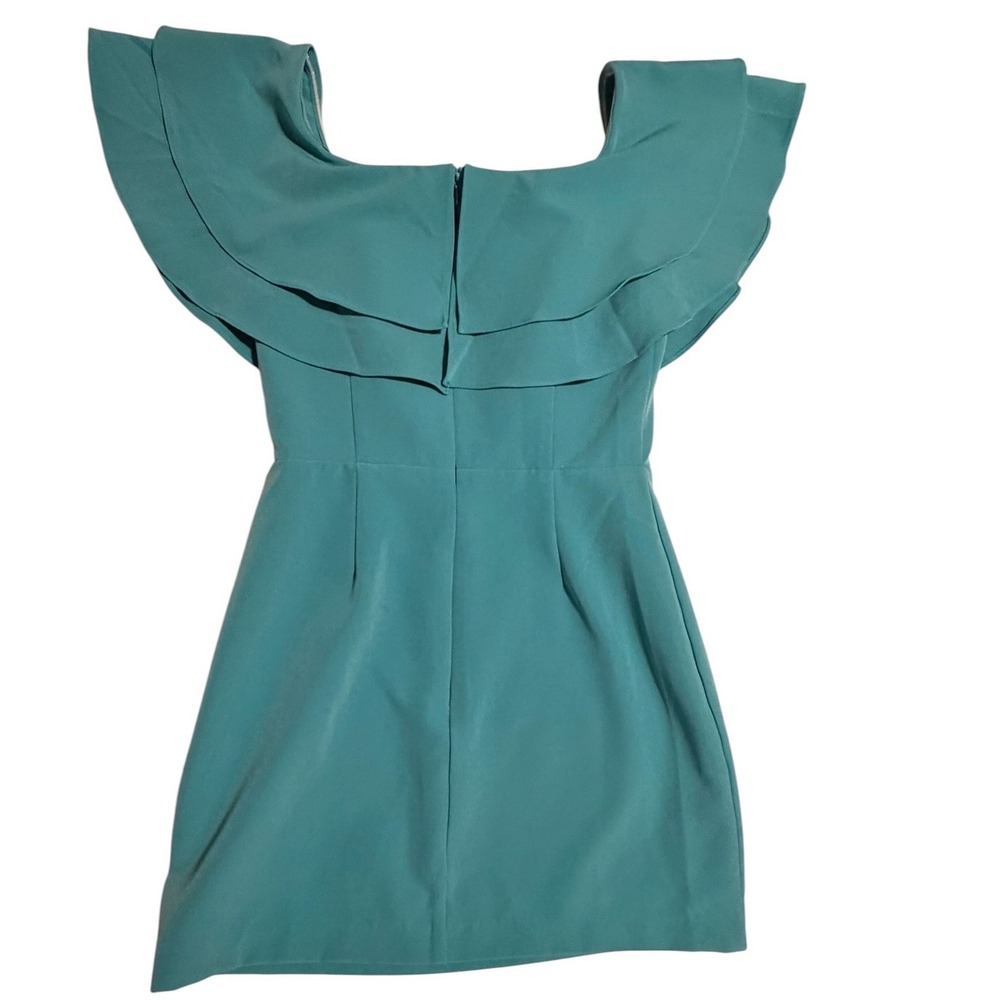 Endless Rose Teal Blue Off The Shoulder Ruffle Mini Dress Cocktail Party Size S - Picture 3 of 10